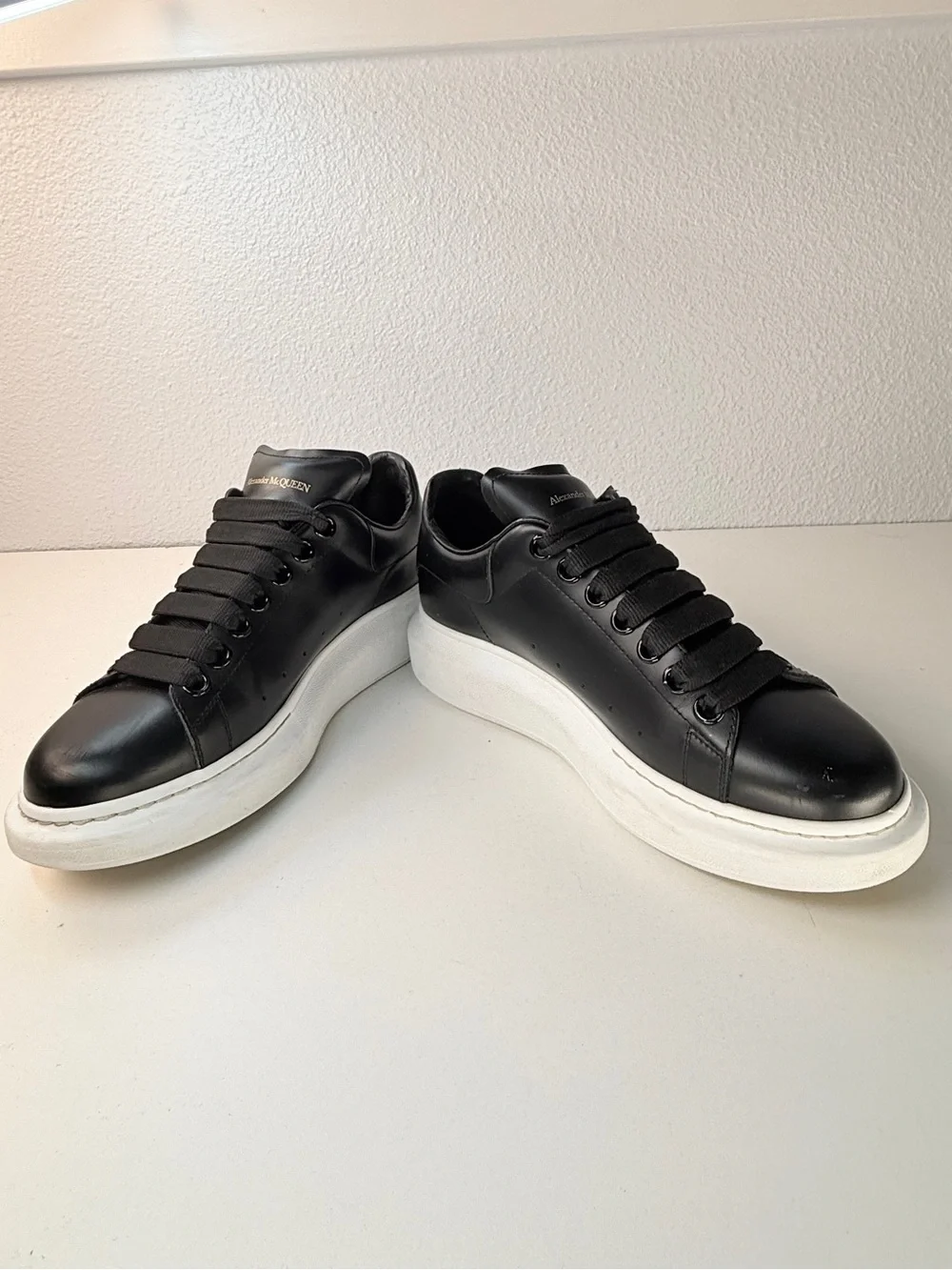 Alexander McQueen Oversized Sneakers Black Leather Mens 6.5 Womens 9